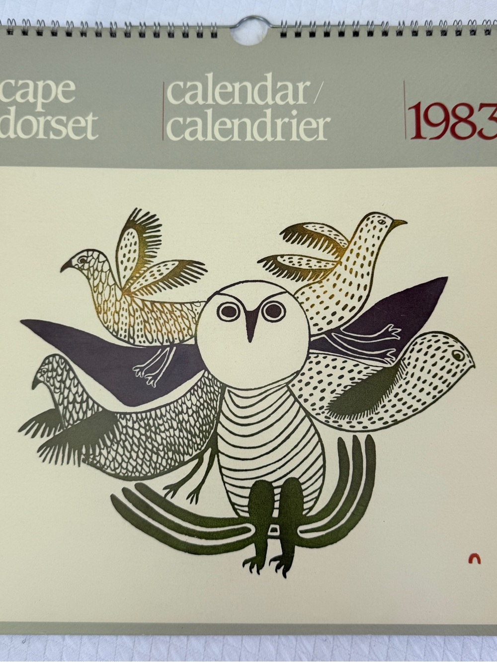 Vintage 1983 Cape Dorset Inuit Art Calendar Calendrier West Baffin Eskimo Co-op